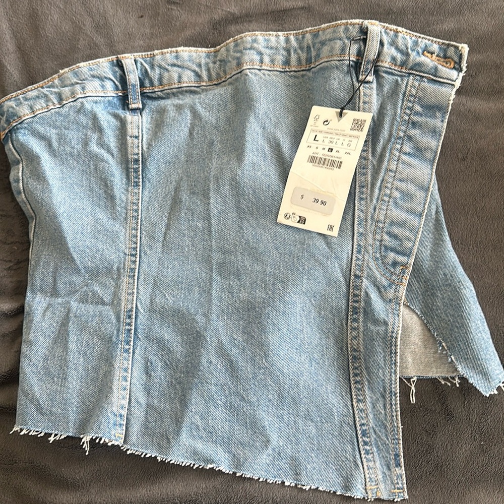 Zara denim strapless top